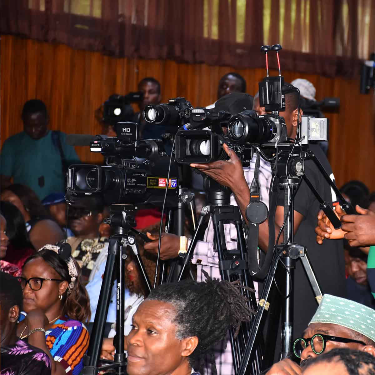 Wide shot showing media presence
